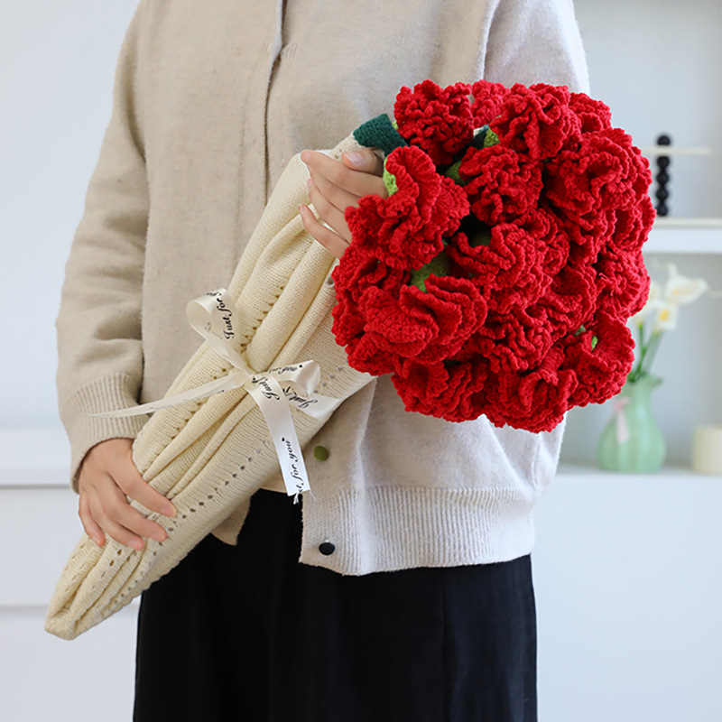 Handgestrickte Regenbogen-Nelkendecke, fertiges Geschenk zum Muttertag