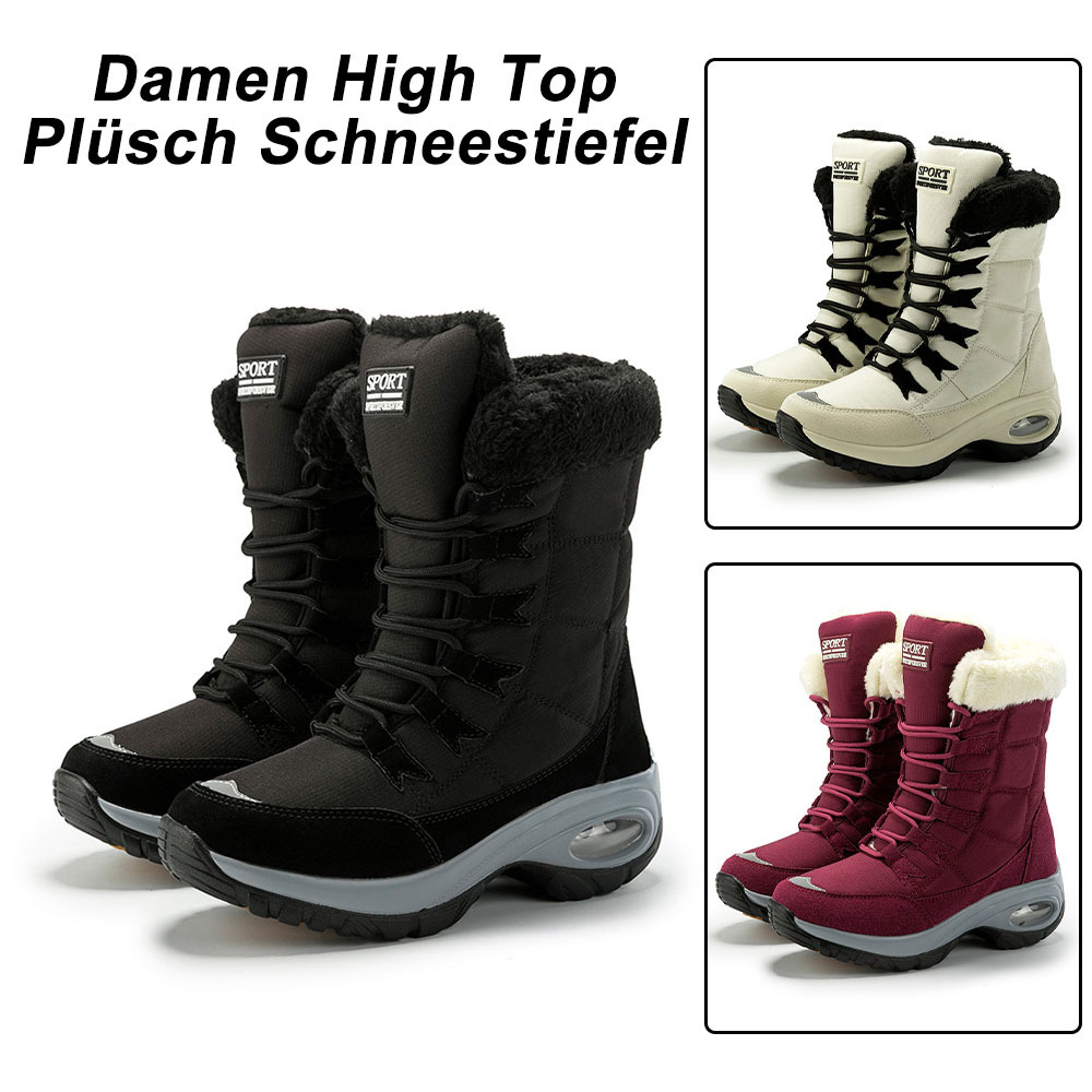 Hohe, rutschfeste Samt-Schneestiefel für Damen