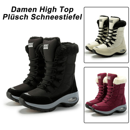 Hohe, rutschfeste Samt-Schneestiefel für Damen