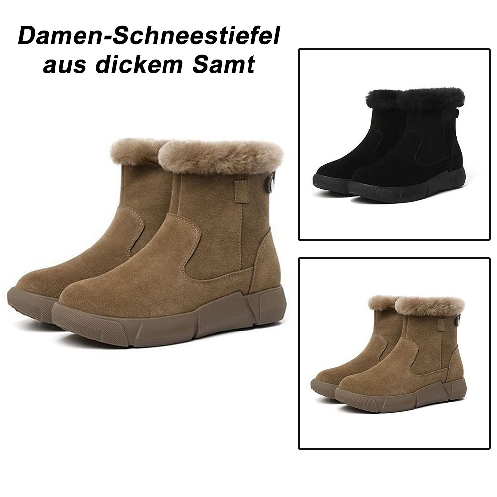 Damen-Schneestiefel mit verdicktem Reißverschluss aus Wintersamt