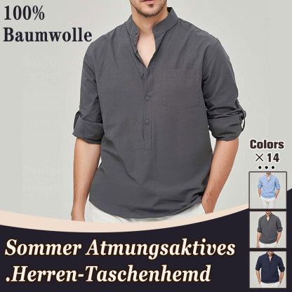 Herren-Henley-Hemd aus fester Baumwolle mit langen Ärmeln