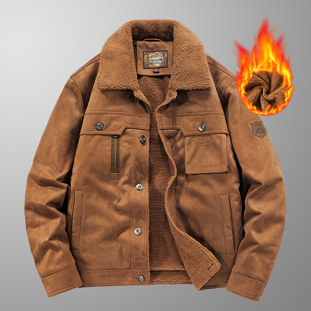  Herren-Winterjacke aus Plüsch-Wildleder