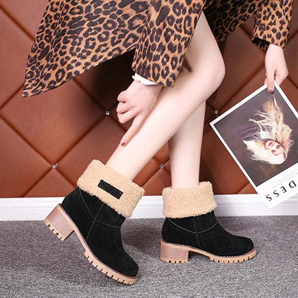 Neue trendige dicke, warme Martin-Stiefel mit runder Zehenpartie