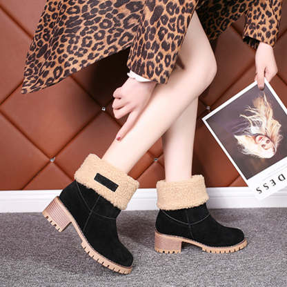 Neue trendige dicke, warme Martin-Stiefel mit runder Zehenpartie