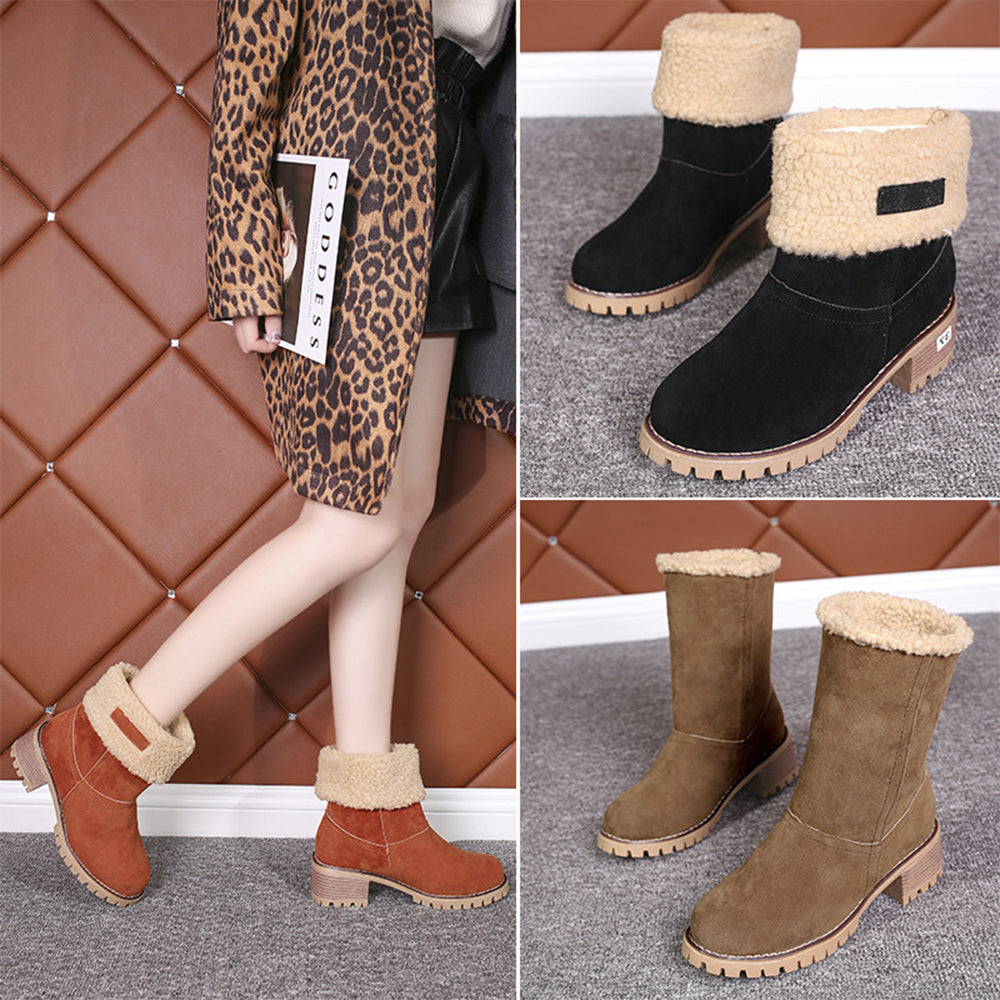 Neue trendige dicke, warme Martin-Stiefel mit runder Zehenpartie