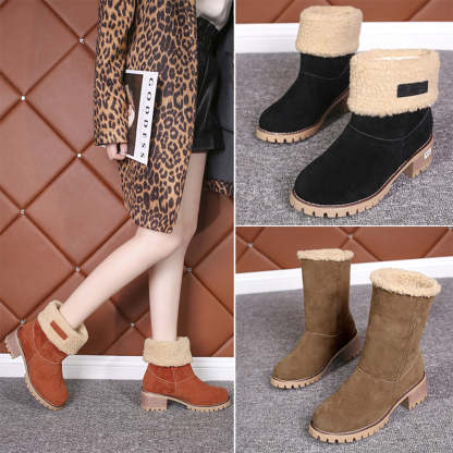 Neue trendige dicke, warme Martin-Stiefel mit runder Zehenpartie