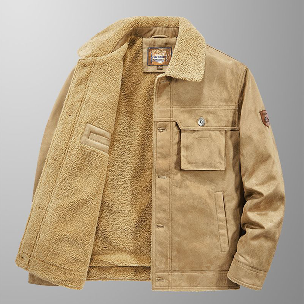  Herren-Winterjacke aus Plüsch-Wildleder
