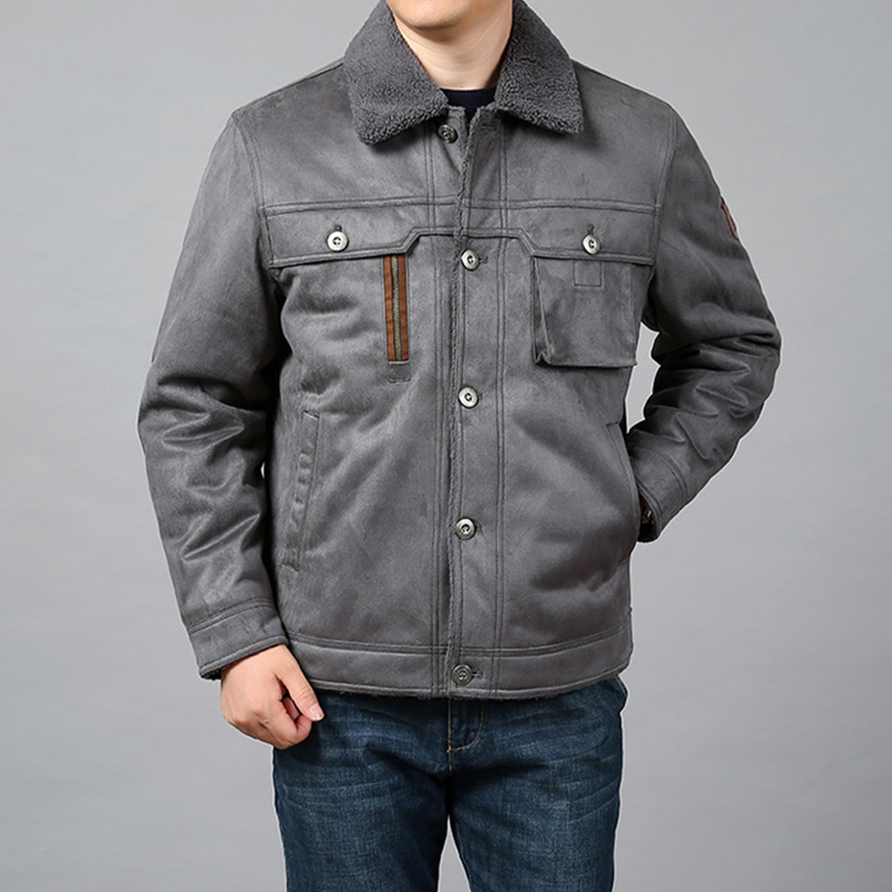  Herren-Winterjacke aus Plüsch-Wildleder