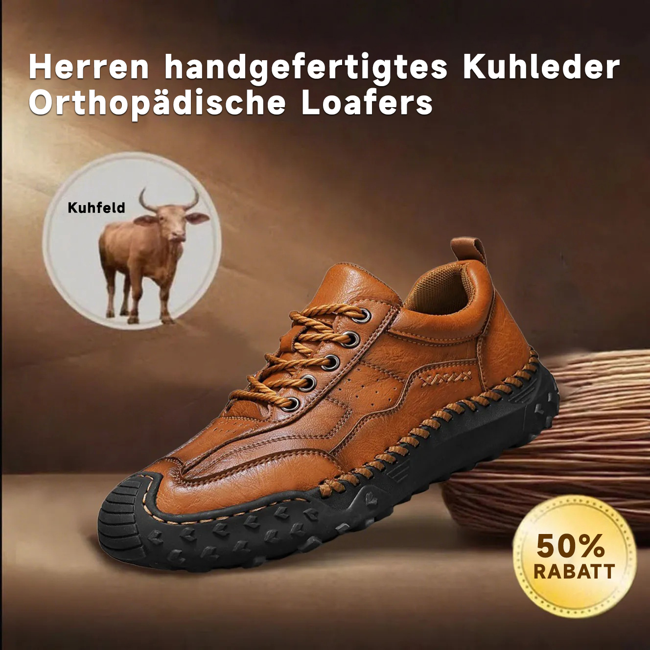 ⏰ 50 % RABATT - Rutschfeste orthopädische Herrenschuhe aus echtem Leder