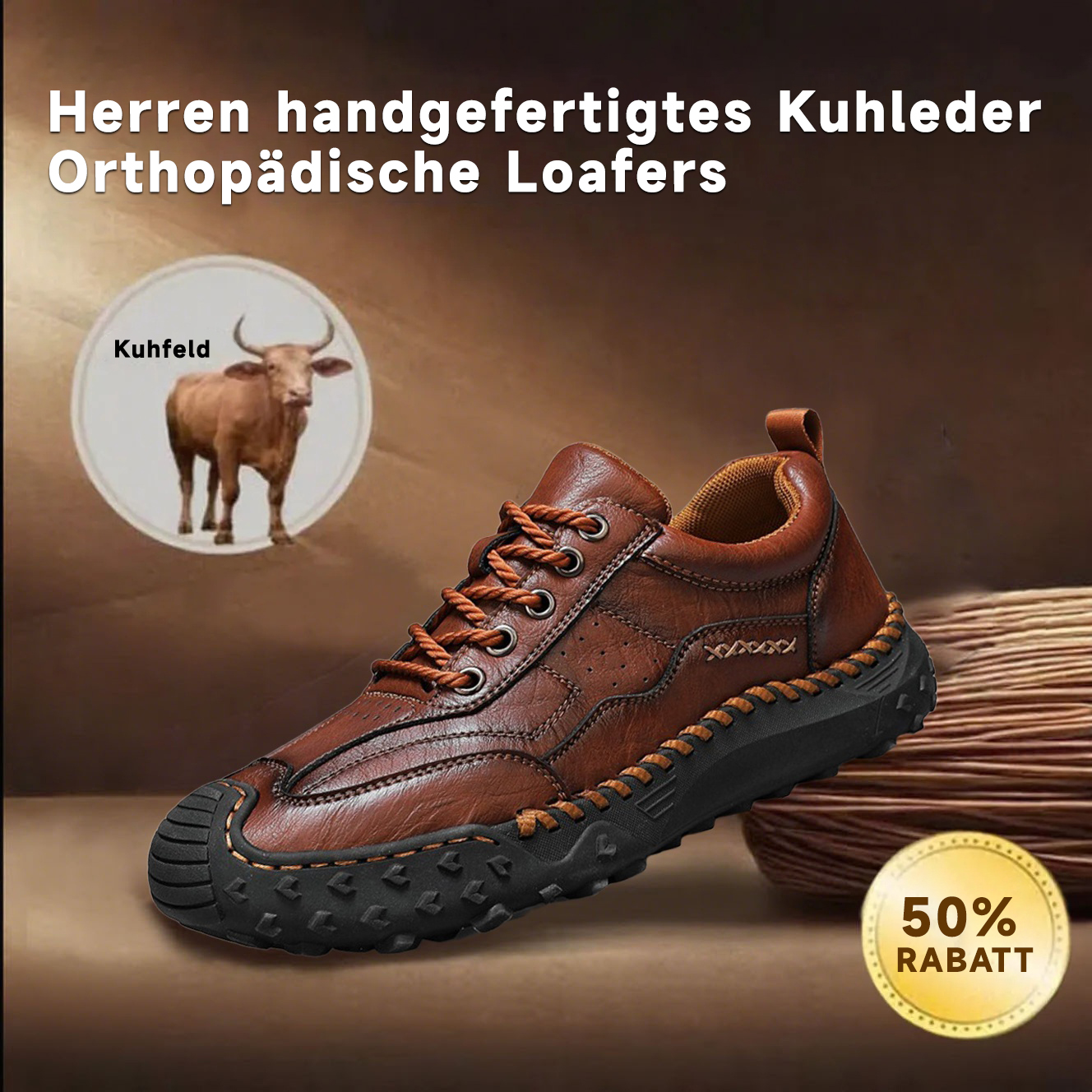⏰ 50 % RABATT - Rutschfeste orthopädische Herrenschuhe aus echtem Leder