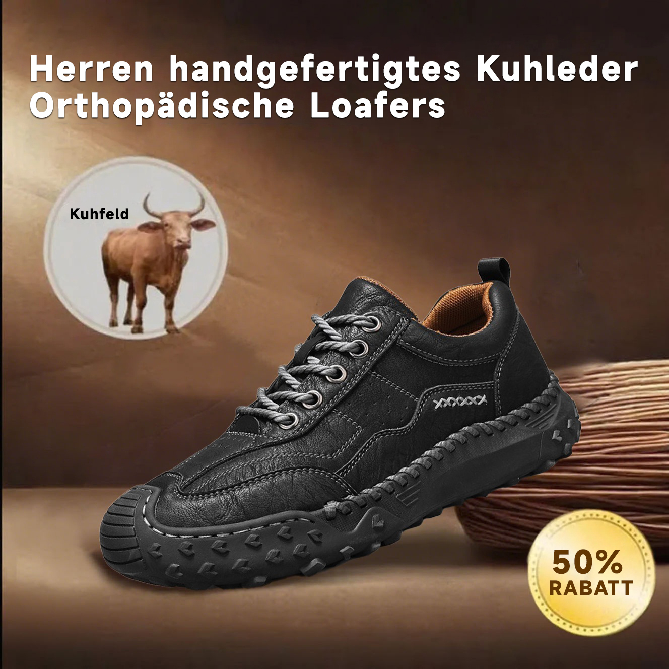 ⏰ 50 % RABATT - Rutschfeste orthopädische Herrenschuhe aus echtem Leder