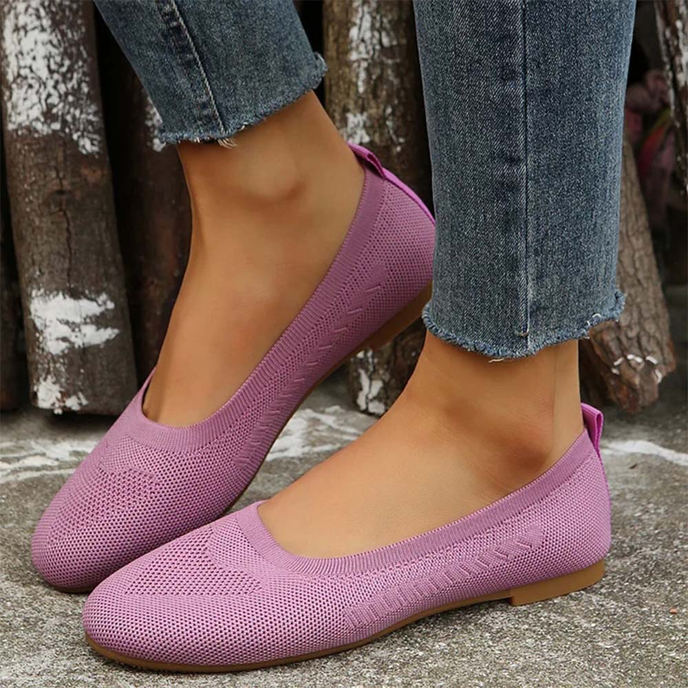 Gewebte, atmungsaktive, flache Freizeitschuhe für Damen
