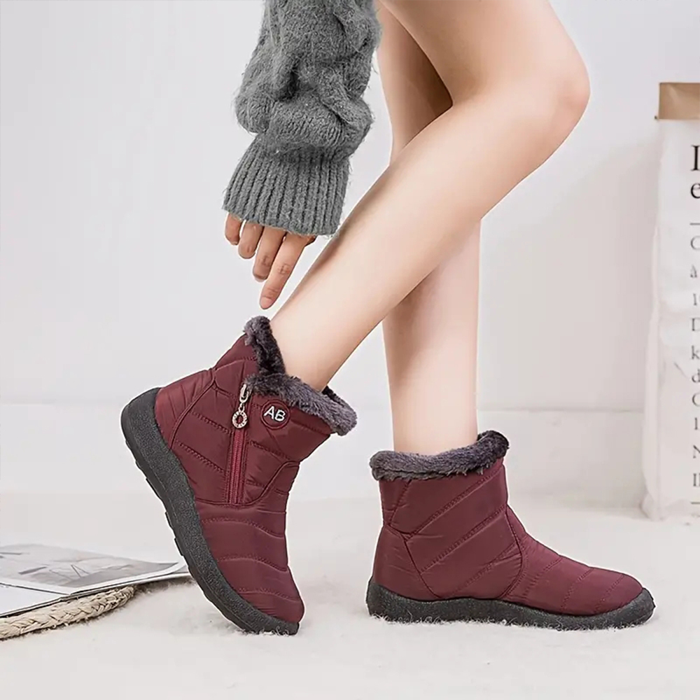 Warme Schneestiefel für Damen mit seitlichem Reißverschluss