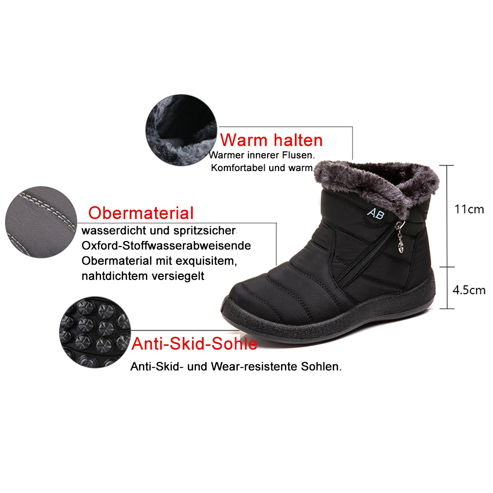 Warme Schneestiefel für Damen mit seitlichem Reißverschluss