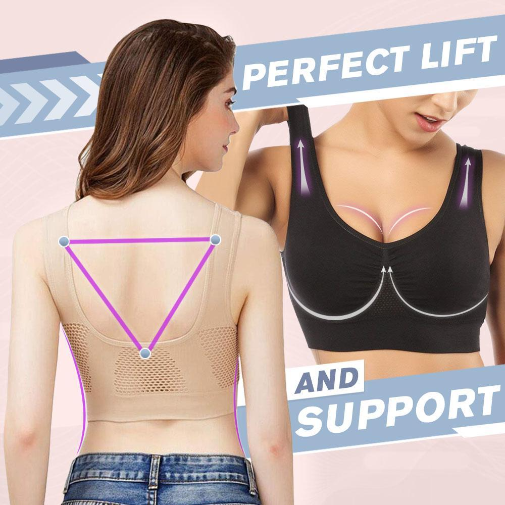 Nahtloser Kabelloser Atmungsaktiver Cool Liftup Air-Sport-BH aus Netzstoff in großer Größe für Damen