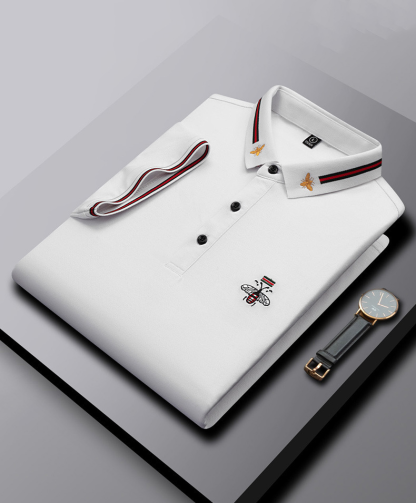 Modisches Herren-Poloshirt mit Bienenstickerei und Kurzen Ärmeln und R