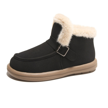 Wintersamt verdickte warme Slip-on-Damenstiefel