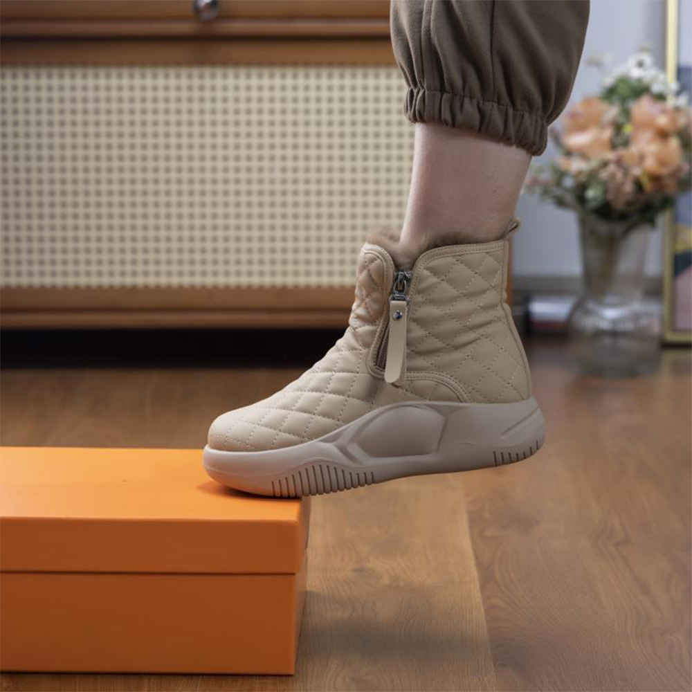 Neue Fleece-Damenstiefel mit dicker Sohle