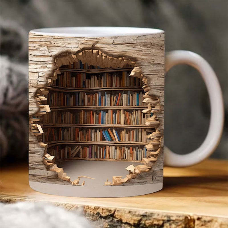 🔥2025 Heißer Verkauf!🔥Therling™ 3D Bücherregal Visueller Effekt Keramik Kaffeetasse