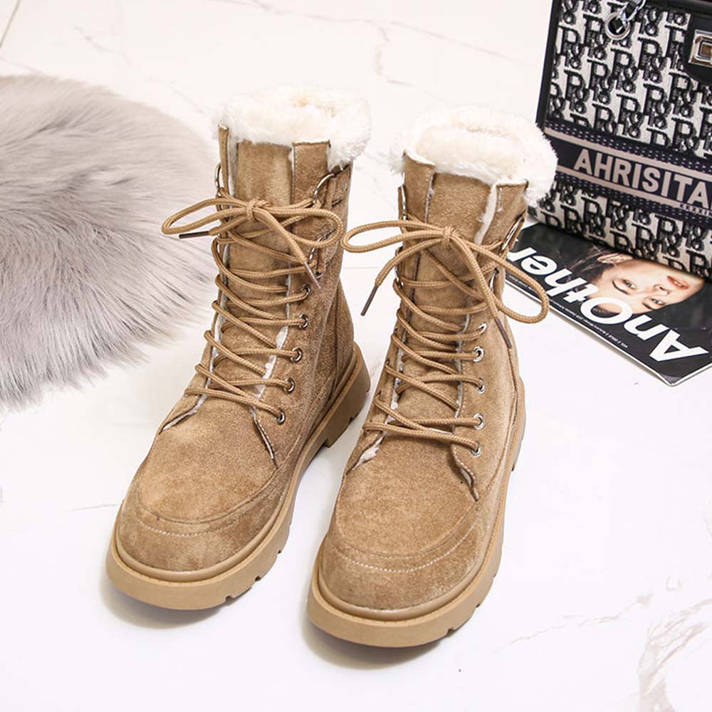 Neue warme und hoch geschnittene Fleece-Schneestiefel zum Schnüren