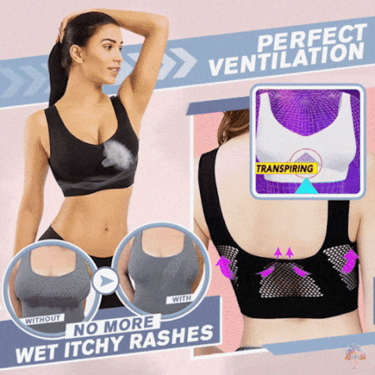 Nahtloser Kabelloser Atmungsaktiver Cool Liftup Air-Sport-BH aus Netzstoff in großer Größe für Damen