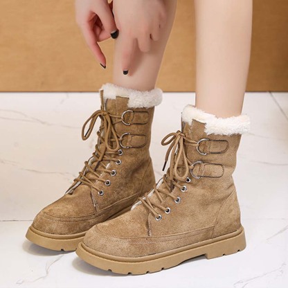 Neue warme und hoch geschnittene Fleece-Schneestiefel zum Schnüren