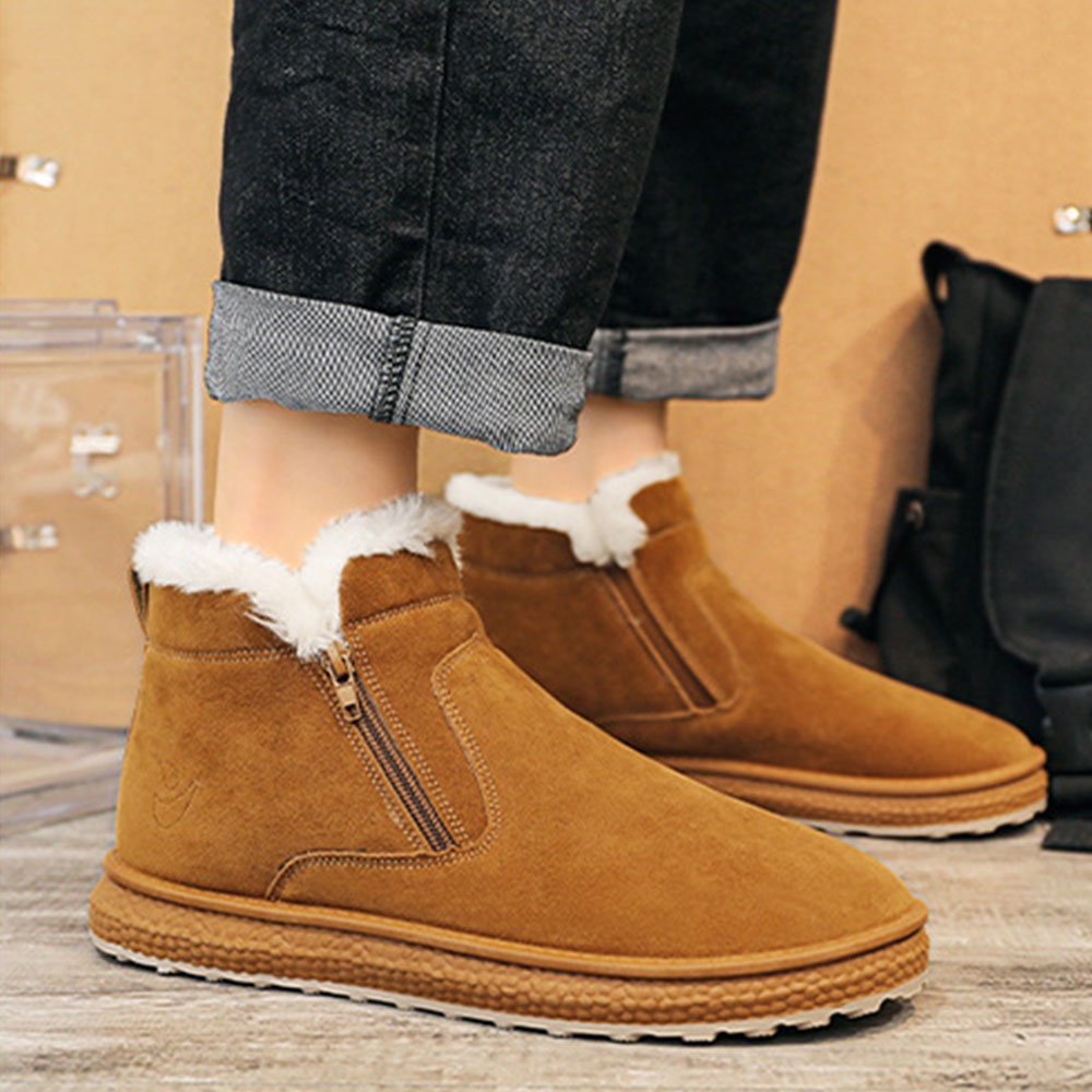 Rutschfeste, modische, warme Herren-Baumwollschuhe mit seitlichem Reißverschluss