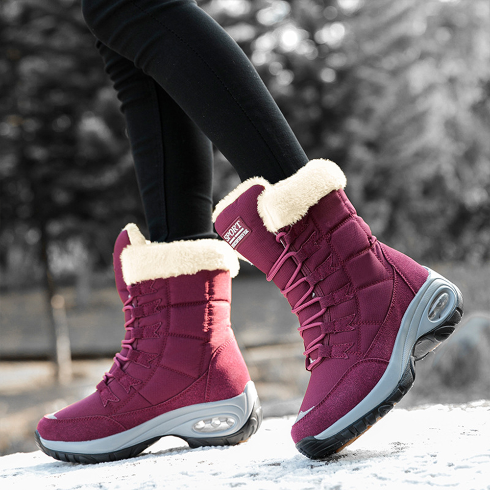 Hohe, rutschfeste Samt-Schneestiefel für Damen