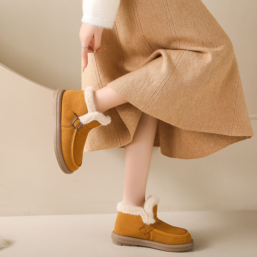 Wintersamt verdickte warme Slip-on-Damenstiefel