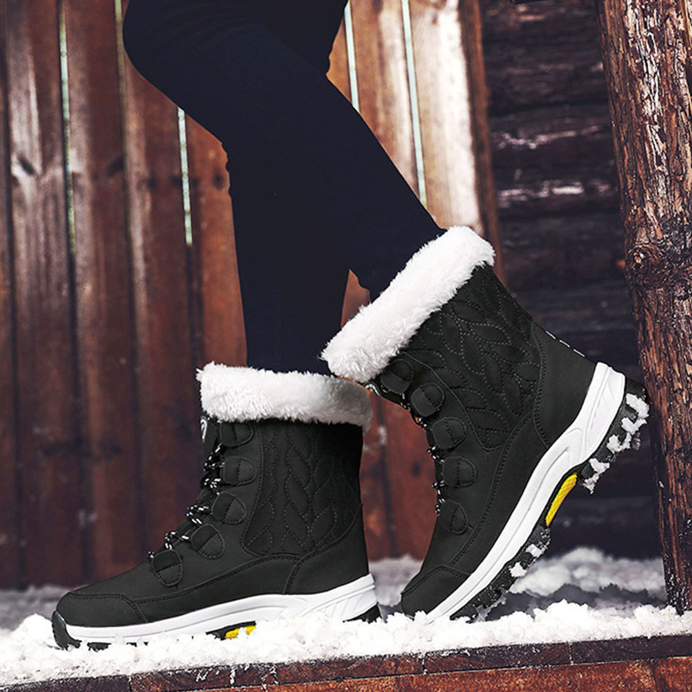 Winterverdickte und samtige High-Top-Schneestiefel für Damen