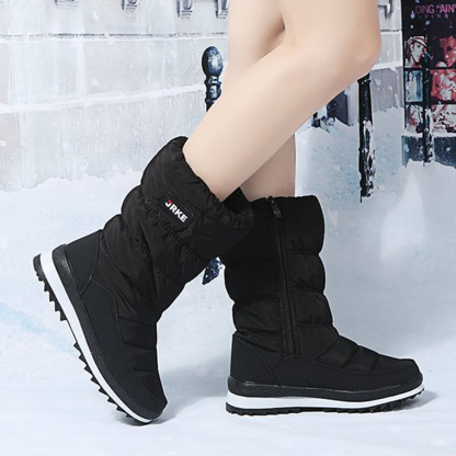 Damen-Schneestiefel mit dicker Sohle und mittelhohem Fleece aus Fleece