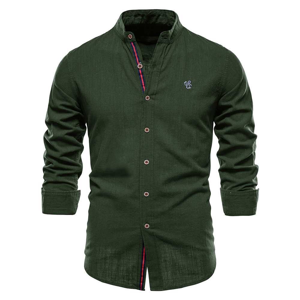 Herrenmode Lässiges einfarbiges Langarmhemd
