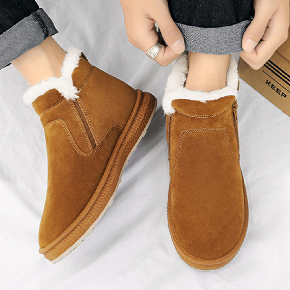Rutschfeste, modische, warme Herren-Baumwollschuhe mit seitlichem Reißverschluss