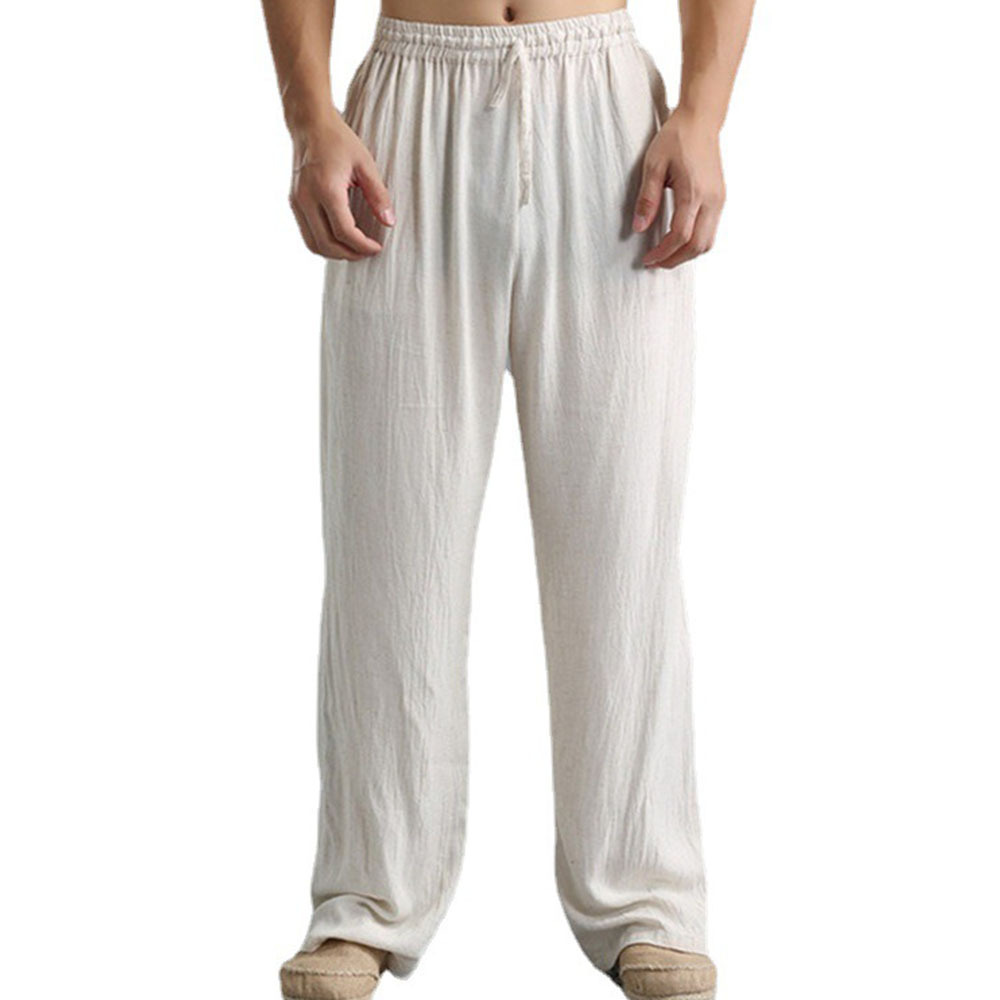 Herren-Sporthose, locker, lässig, Leinen, atmungsaktiv, für Herren