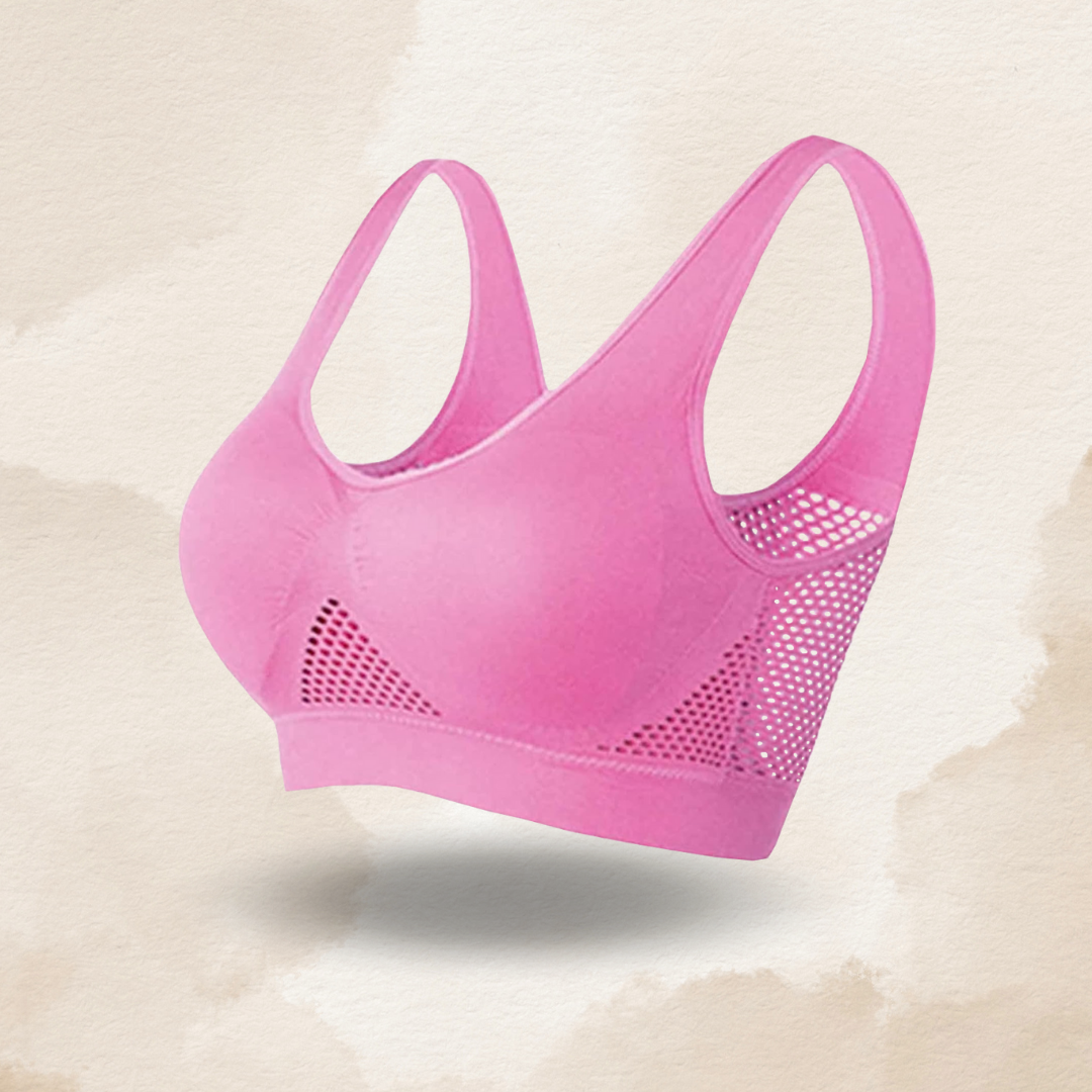 Nahtloser Kabelloser Atmungsaktiver Cool Liftup Air-Sport-BH aus Netzstoff in großer Größe für Damen