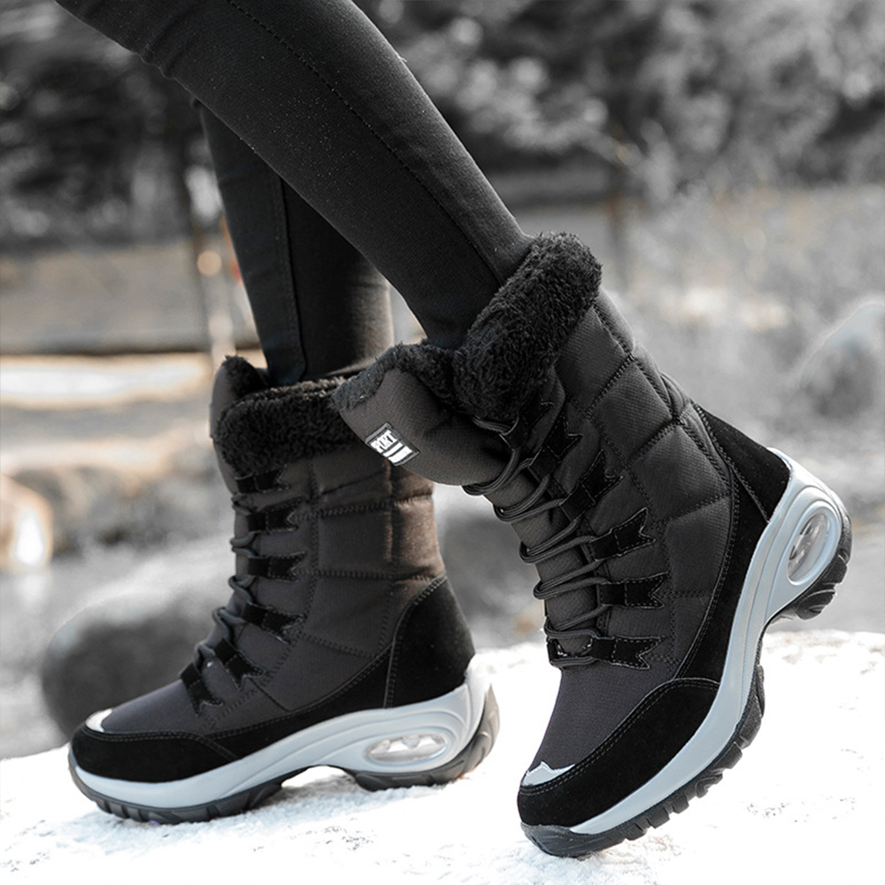 Hohe, rutschfeste Samt-Schneestiefel für Damen