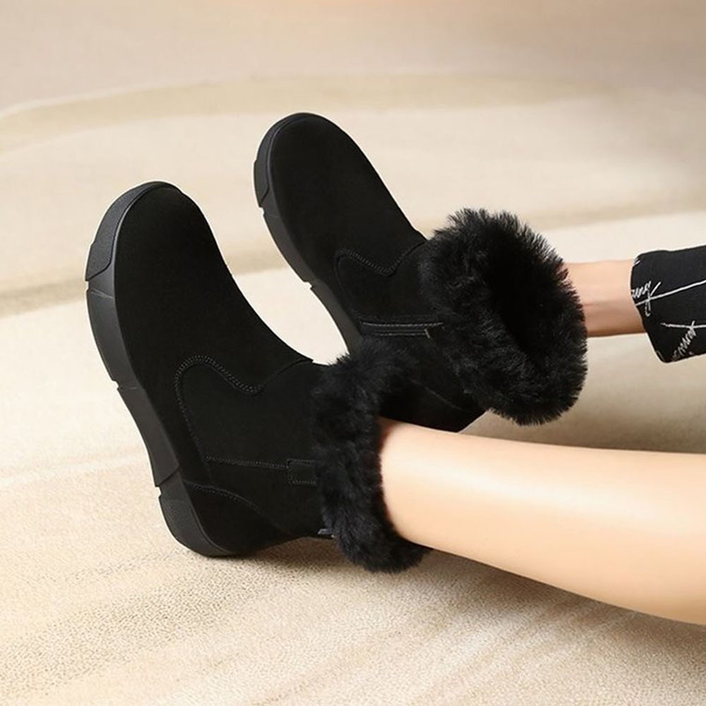 Damen-Schneestiefel mit verdicktem Reißverschluss aus Wintersamt