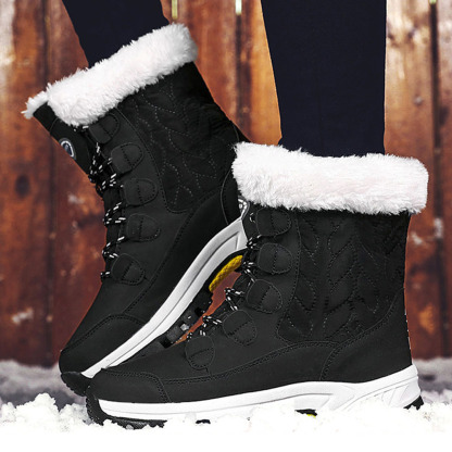 Winterverdickte und samtige High-Top-Schneestiefel für Damen