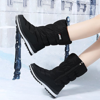 Damen-Schneestiefel mit dicker Sohle und mittelhohem Fleece aus Fleece