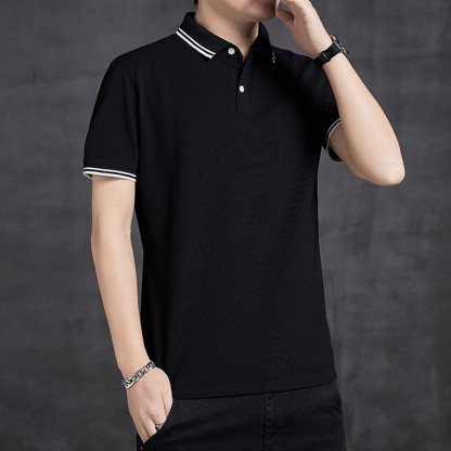 Therling™ POLO-Shirt für Herren, Revers, einfarbig, Business-Casual, kurze Ärmel