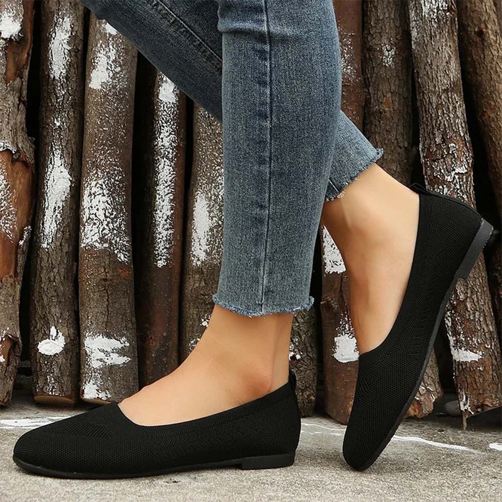 Gewebte, atmungsaktive, flache Freizeitschuhe für Damen