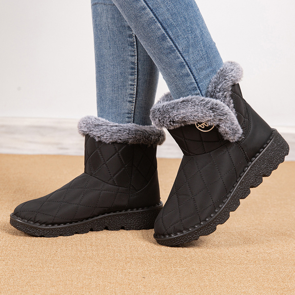 Damen-High-Top-Stiefel aus Fleece-Baumwolle