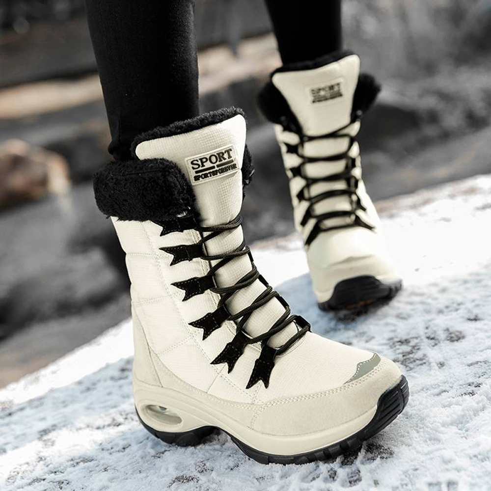 Hohe, rutschfeste Samt-Schneestiefel für Damen