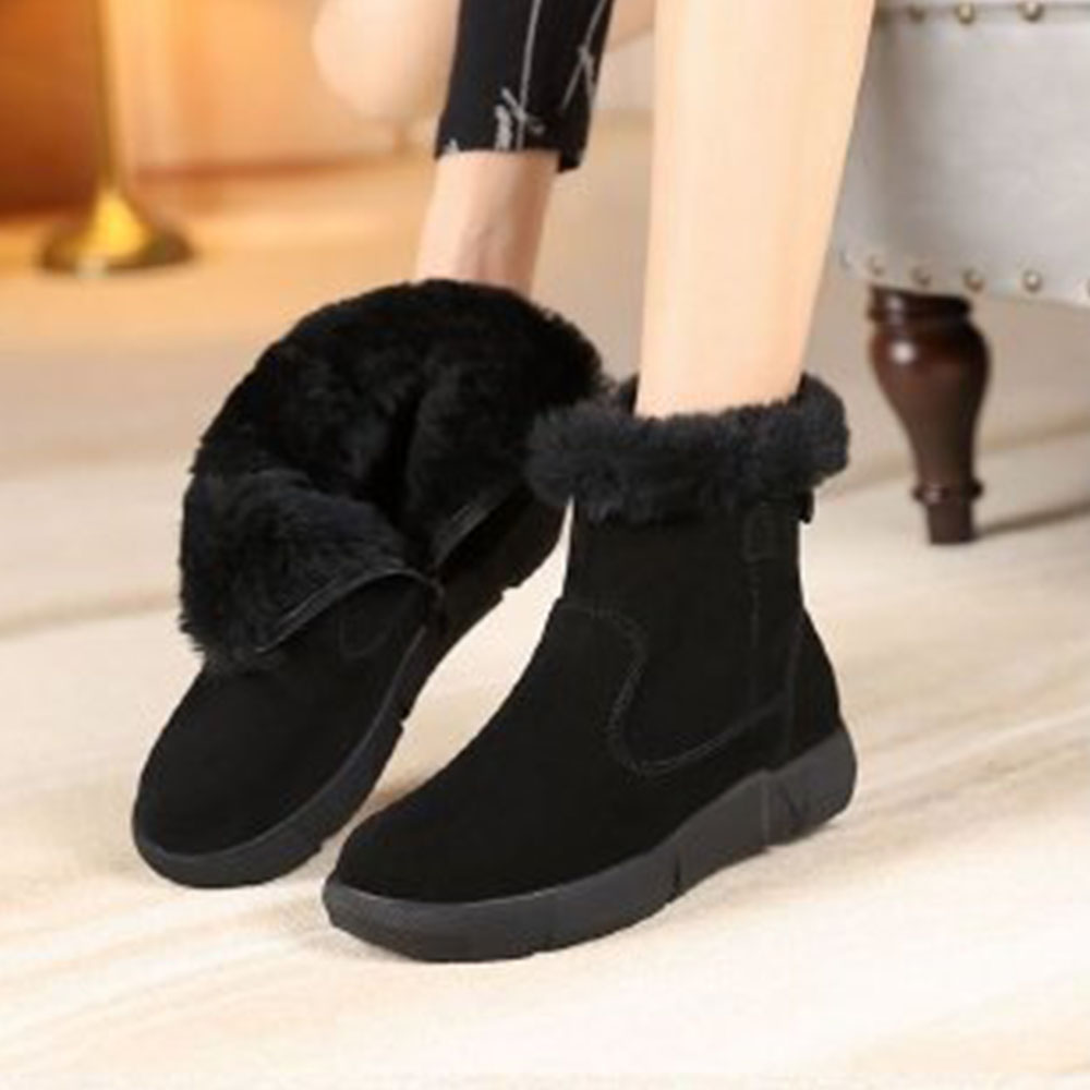 Damen-Schneestiefel mit verdicktem Reißverschluss aus Wintersamt