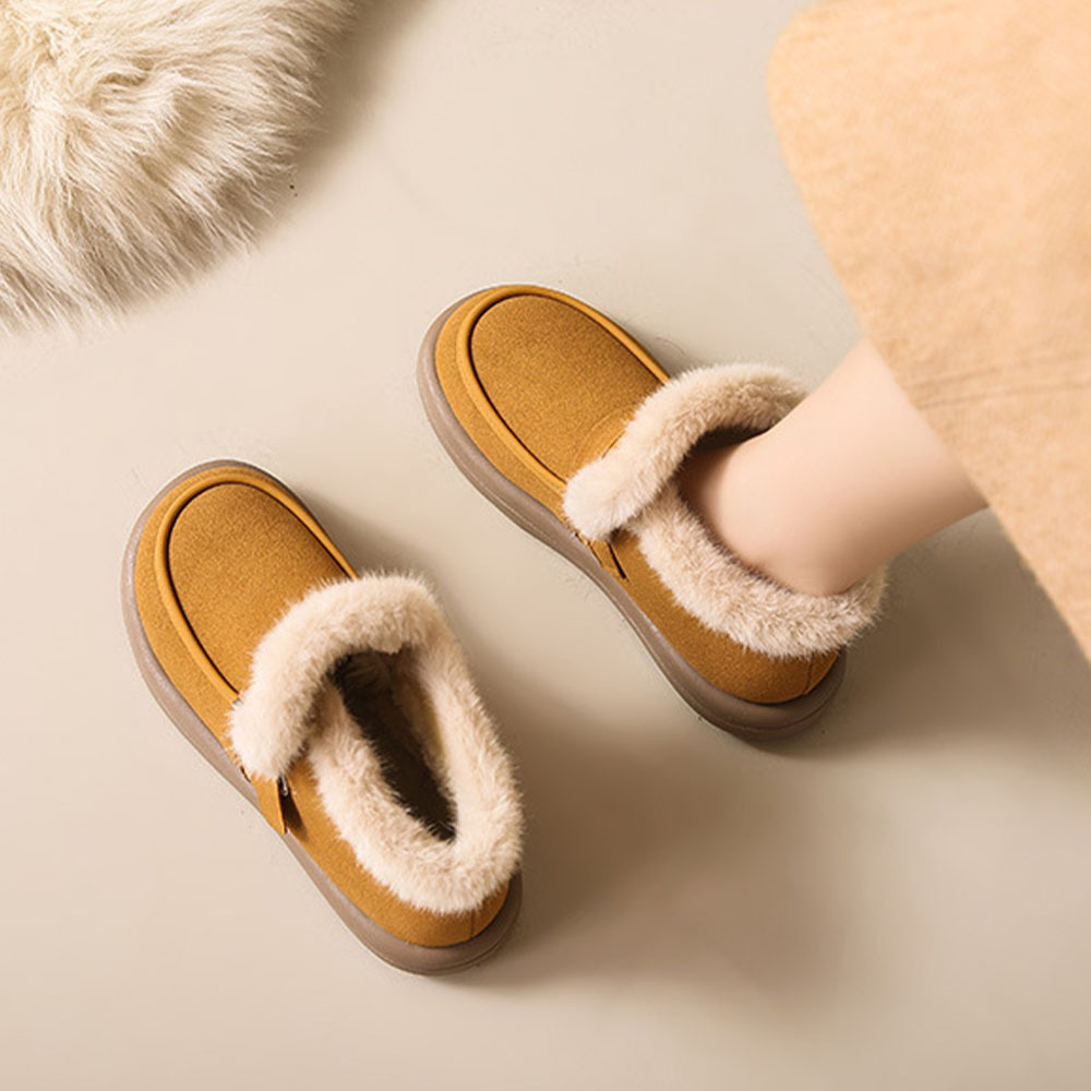 Wintersamt verdickte warme Slip-on-Damenstiefel
