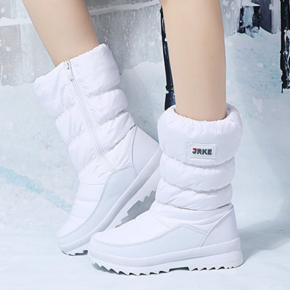 Damen-Schneestiefel mit dicker Sohle und mittelhohem Fleece aus Fleece