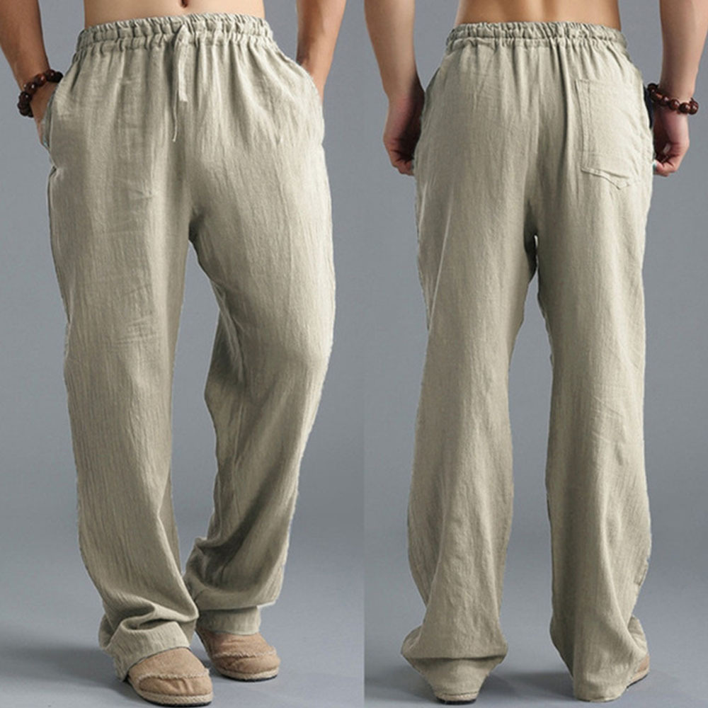 Herren-Sporthose, locker, lässig, Leinen, atmungsaktiv, für Herren