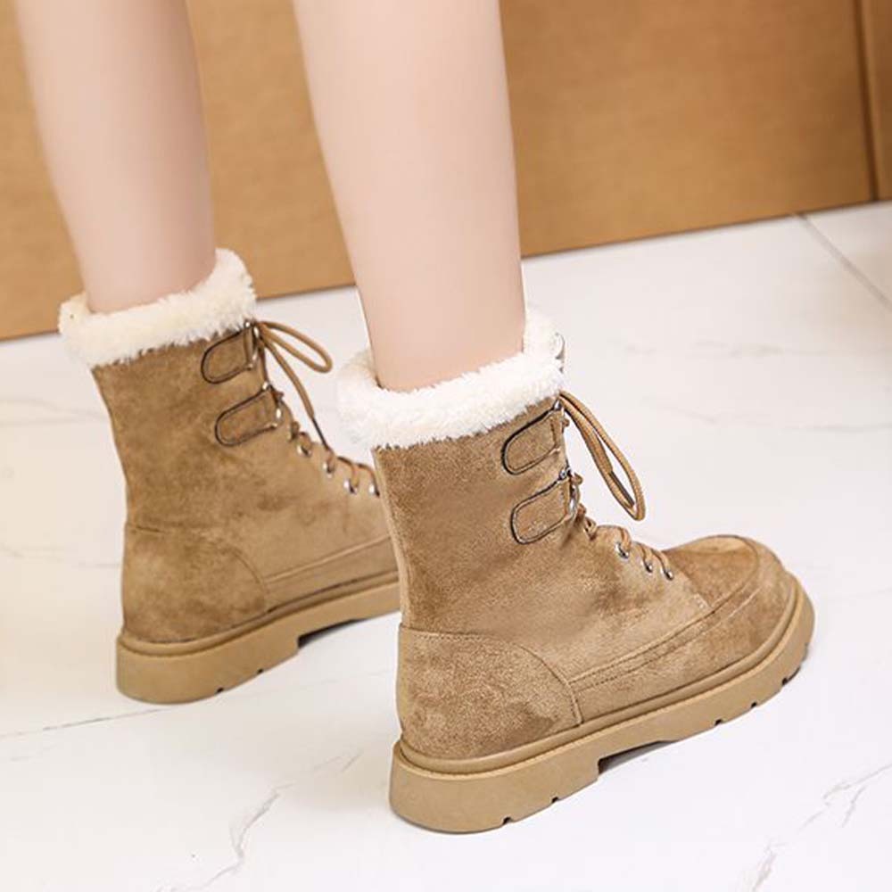 Neue warme und hoch geschnittene Fleece-Schneestiefel zum Schnüren
