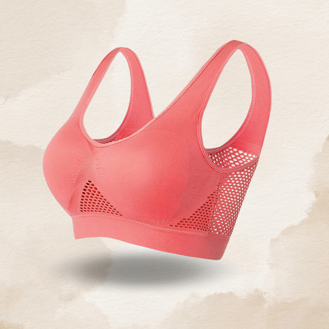 Nahtloser Kabelloser Atmungsaktiver Cool Liftup Air-Sport-BH aus Netzstoff in großer Größe für Damen