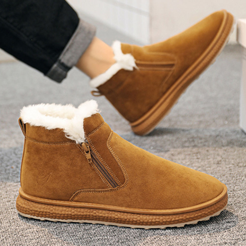 Rutschfeste, modische, warme Herren-Baumwollschuhe mit seitlichem Reißverschluss